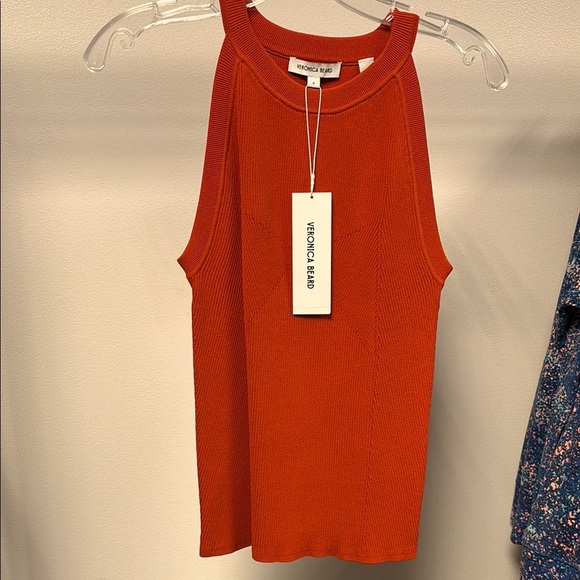 NWT Veronica Beard Deep Orange Women's Moulin ribbed knit size Small - Picture 1 of 8